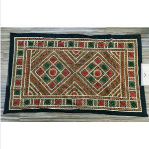 Mirrored Embroidery Wall Tapestry Orange & Green Embroidered Table Cover India